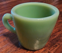 Vintage Oven Fire King Ware Jadeite C Handle Coffee Mug Cup Green - £30.36 GBP