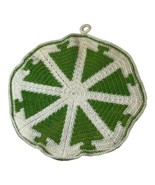 Vintage MCM Avacado Green Christmas Tree 8&quot; Holiday Crocheted Potholder ... - £17.55 GBP