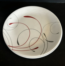 Corelle ~ Splendor ~ Round Plates ~ Red Gray Swirls ~ Set of 4 ~ 10 1/4&quot; - £13.97 GBP