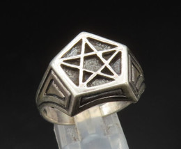 925 Sterling Silver - Vintage Masonic Pentagram Signet Ring Sz 13 - RG24916 - $77.89