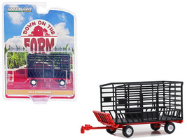 Bale Throw Wagon Black &amp; Red Down on the Farm Series 8 1/64 Diecast Model - £14.88 GBP