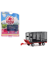 Bale Throw Wagon Black &amp; Red Down on the Farm Series 8 1/64 Diecast Model - £14.81 GBP