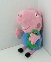 Peppa Pig Ty beanie baby Plush George holding Dinosaur metal keychain ba... - $13.37