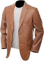 Business Tan 100% Handmade Blazer Genuine Men Lambskin Leather Formal St... - £95.15 GBP