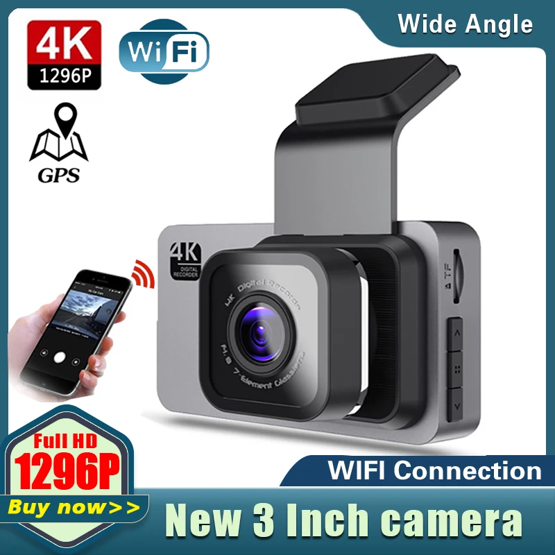 Car DVR Dashcam Wifi 3.0 Inch 4K&amp;1296P Dual Lens Rear View Auto Registrator - £34.61 GBP+