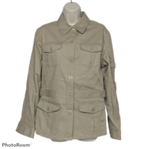 Jones Wear Sport Womens Jacket Size 10 Solid Tan Button Up Pockets - £31.01 GBP