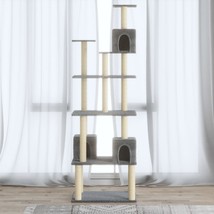 vidaXL Cat Tree Light Grey Engineered Wood, Plush, Sisal 74.0 in tall - €186,70 EUR