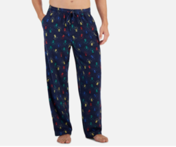 Club Room Men&#39;s Holiday Lights Fleece Sleep Pant, Navy, Sz 2XL - $17.77