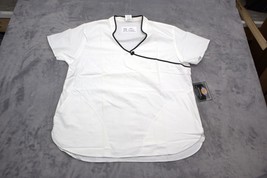 Dickies Shirt Womens L White Soft Scrub Mock Wrap Medical Uniform Blouse - £14.99 GBP