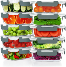 VERONES 10 Pack 22 OZ Glass Meal Prep Containers, Airtight Glass Lunch Container - £38.77 GBP