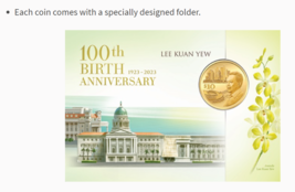 100th Birth Anniversary of Mr Lee Kuan Yew Commemorative Coin Ship Worldwide - £25.49 GBP