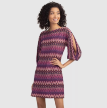 Trina Turk Sz XS Nature Woven Dress Split Sleeve Chevron Stripe $398 NEW! - £27.09 GBP