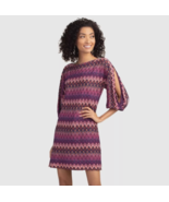 Trina Turk Sz XS Nature Woven Dress Split Sleeve Chevron Stripe $398 NEW! - £27.24 GBP