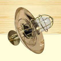 Vintage Nautical Marine Bulkhead Light Antique Brass Retro With Shade - $156.75