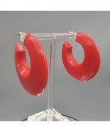 Vtg Primavera Danecraft Earrings Red Acrylic Hoops Pierced Ear Chunky - $371.73 MXN