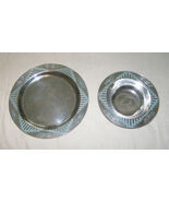 VINTAGE WILTON, PA. WESTERN STYLE POLISHED PEWTER PLATTER+BOWL - WIDE RI... - $8.91