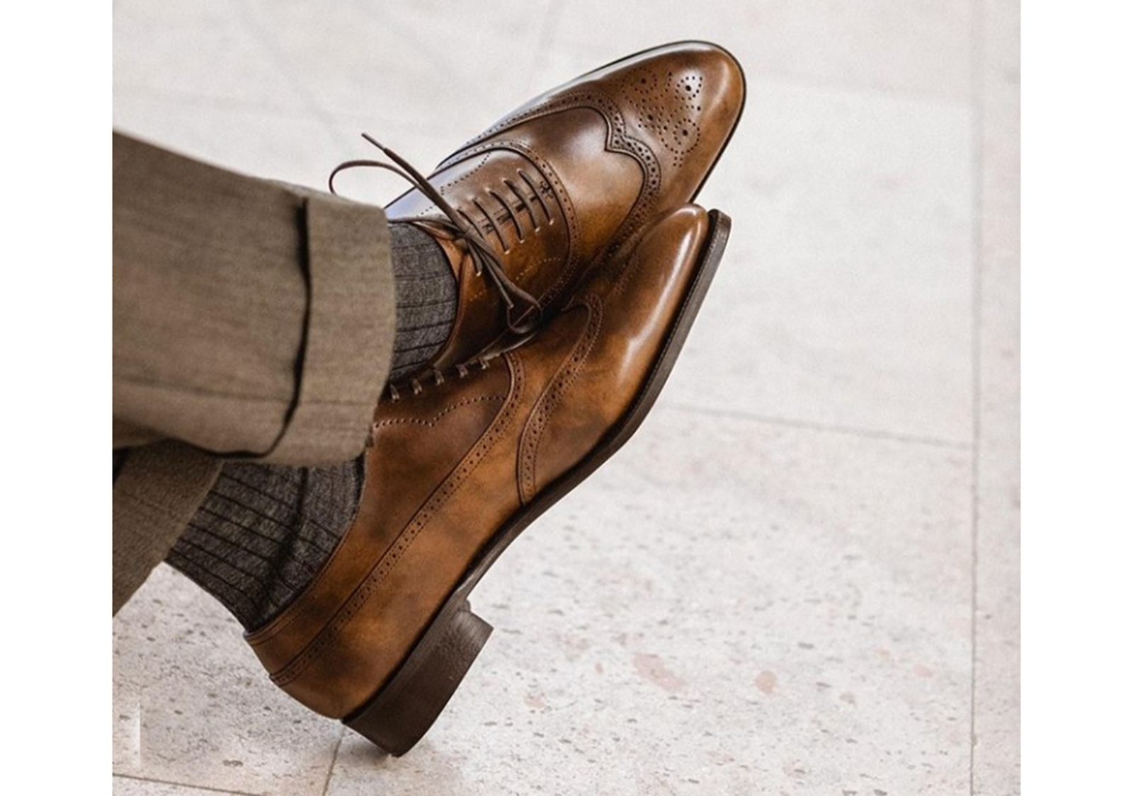 Handmade Wing Tip Brogue Leather Shoes, Men's Lace Up Brown Stylish Shoes 2019
