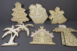 Wooden Craft Ornaments Unfinished Christmas 13 Qty Bonus Pack of Wood Alphabet - £18.20 GBP