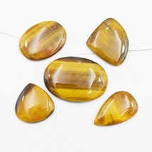 Yellow Fire Top Quality Natural Tiger Eye Gemstone Cabochon 5 Pieces Lot R31957 - £10.32 GBP