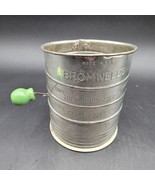 Vintage Bromwell&#39;s Measuring Sifter Green Wood Handle Crank 3 Cup Mid Ce... - £7.80 GBP