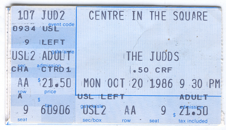 THE JUDDS 1986 TICKET STUB KITCHENER CANADA COUNTRY DUO WYNONNA NAOMI AM... - $6.49
