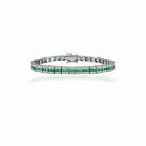 18K Gold Certified Emerald Diamond Tennis Bracelet - £5,023.67 GBP