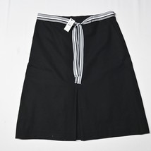 NEW Talbots 6 Black Birdseye Cotton Classic Solid Belted A-Line Spring Skirt - $34.99