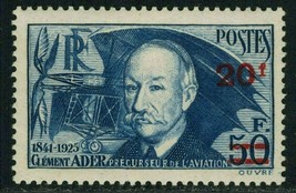 FRANCE Sc# 414  MNH Clément Ader air pioneer Surcharged (1941) Postage - £27.82 GBP