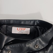 LJYH Jacket Women's Faux Leather Pleated Elbow T11-12 Black Full Zip Pockets image 4