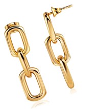18K Gold Plated Symmetrical Drop Chain Earrings - in - $55.14