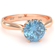 Crown Setting Blue Topaz Engagement Ring In 14k Rose Gold - £352.73 GBP