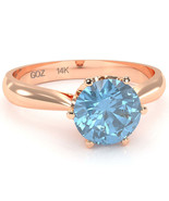 Crown Setting Blue Topaz Engagement Ring In 14k Rose Gold - $611.43 CAD