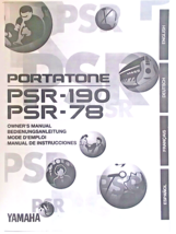 Yamaha PSR-190 and PSR-78 Digital Keyboard Owner&#39;s Manual Booklet, Repro... - $15.83
