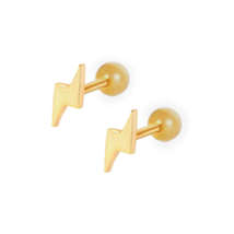 Lightening Bolt Piercing Barbell Ball Back Earrings Sleeper Earrings - £30.81 GBP