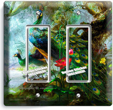 Whimsical Peacocks Feathers Light Switch 2GFCI Wall Plate Bedroom Room Art Decor - £9.65 GBP