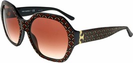 Tory Burch Womens TY7120 Printed Frame Large Rounded Square Sunglasses, 8034-4 - £70.13 GBP