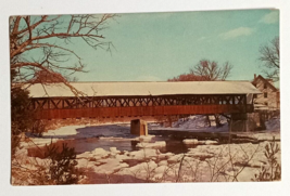 Rowell&#39;s Covered Bridge W Hopkinton New Hampshire NH Yankee Colour Postcard 1968 - £3.13 GBP