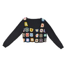 Granny Square Knit Crochet 1-Button Cardigan Crop Sweater, Women&#39;s Plus 0XL - £19.02 GBP