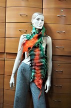 FELTED WOOL SCARF Christmas Gift Idea For Women Unique Long Scarf Handma... - £125.89 GBP