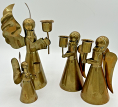 Vintage Brass Angel Candle Holders Set of 4 Made in Mexico SKU U183 - £35.96 GBP