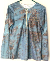 Exclusive blouse size S women long sleeve blue color New with tags silky... - $12.13