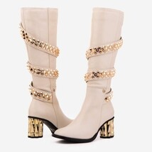 The Gladiator Cream Leather Knee High Women Boot image 3