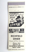 Richfield Diner - Richfield Springs, New York Restaurant 20FS Matchbook Cover NY - £1.58 GBP