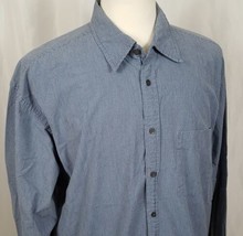 Izod Indigo Prep Shirt Men&#39;s XL Button Up Long Sleeve Cotton Blue Check - £7.04 GBP