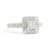 Authenticity Guarantee 
Square Halo Princess Diamond Engagement Ring 14K Whit... - £1,608.29 GBP
