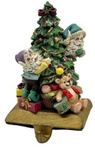Vintage Hand Painted Stocking Holder Christmas Decor Elves Tree Presents - $23.36