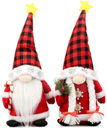 Christmas Gnomes Plush Couple with Red Buffalo Check - Xmas Gnomes Elf T... - $383.42 MXN
