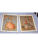 2 Vintage Framed Turner-Type Original Victorian Women Pictures in Pinks,... - $45.00