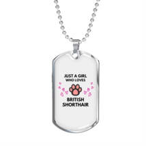 Love British ShortHair Cat White Necklace Stainless Steel or 18k Gold Dog Tag 2 - £37.92 GBP+