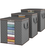 Blanket Storage Chest, 100L 3 Pack Large Comforter Storage Containers Fo... - £19.75 GBP